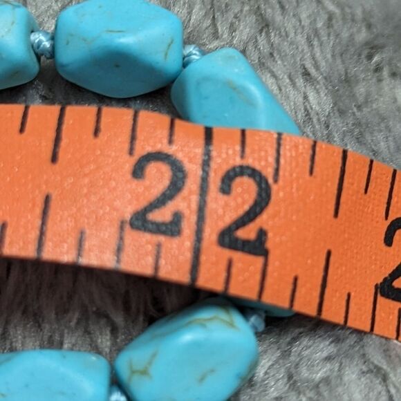 Vintage Hand knotted Turquoise Bead Necklace 22" Long - Picture 9 of 11